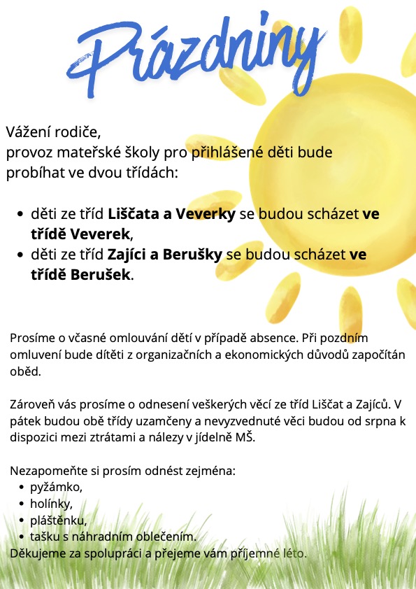 provoz o&nbsp;prázdninách